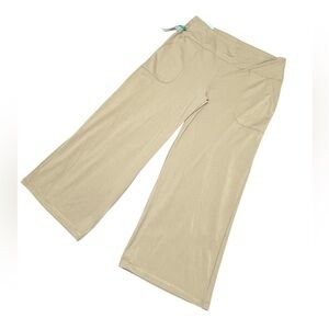 Tuff Veda Wide Leg Cropped Pants Size XL Beige Nude Yoga Gym Workout Comfort NWT